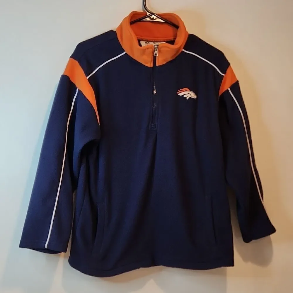 Official NFL Team Apparel Denver Broncos 1/4 Zip Fleece Youth Size 14/16 EUC